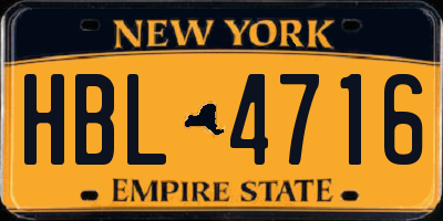 NY license plate HBL4716