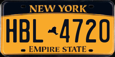 NY license plate HBL4720