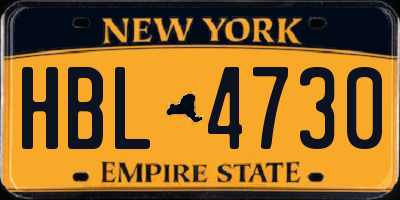 NY license plate HBL4730