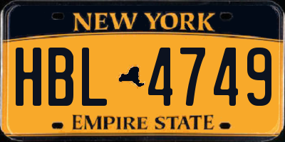 NY license plate HBL4749
