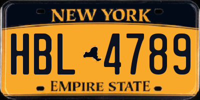 NY license plate HBL4789
