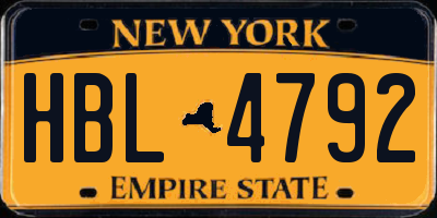 NY license plate HBL4792