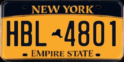 NY license plate HBL4801