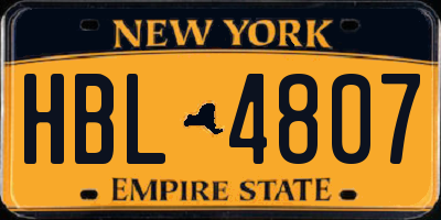 NY license plate HBL4807