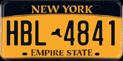 NY license plate HBL4841