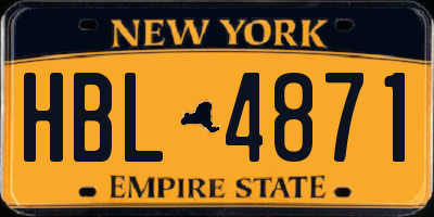 NY license plate HBL4871