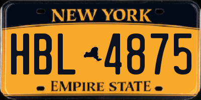 NY license plate HBL4875