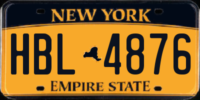 NY license plate HBL4876