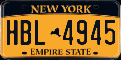 NY license plate HBL4945