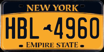NY license plate HBL4960