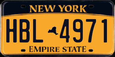 NY license plate HBL4971