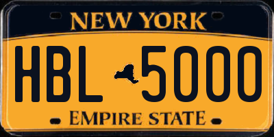 NY license plate HBL5000