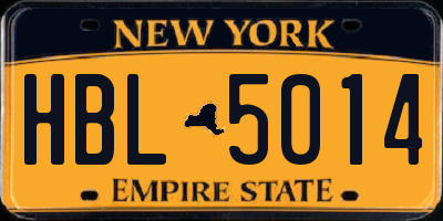 NY license plate HBL5014
