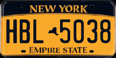 NY license plate HBL5038