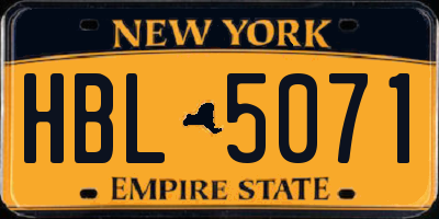 NY license plate HBL5071