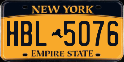 NY license plate HBL5076