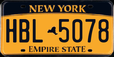 NY license plate HBL5078