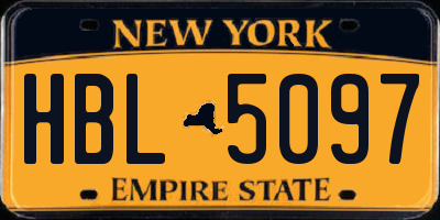 NY license plate HBL5097