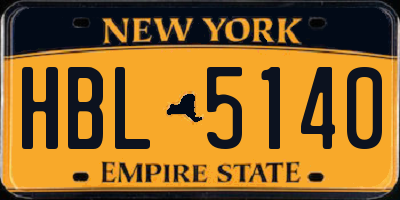 NY license plate HBL5140