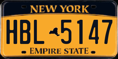 NY license plate HBL5147