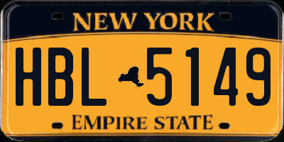 NY license plate HBL5149