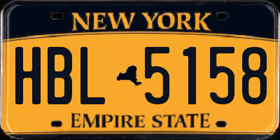 NY license plate HBL5158