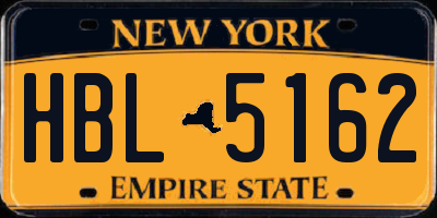 NY license plate HBL5162