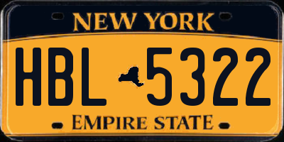 NY license plate HBL5322
