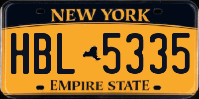 NY license plate HBL5335