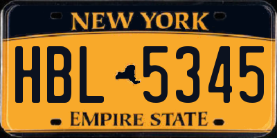 NY license plate HBL5345