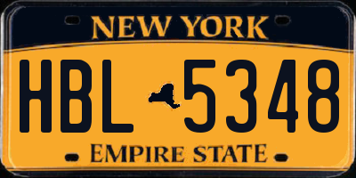 NY license plate HBL5348
