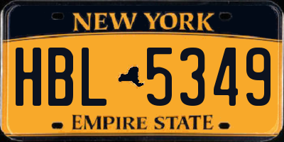 NY license plate HBL5349