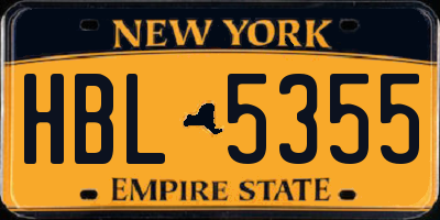 NY license plate HBL5355