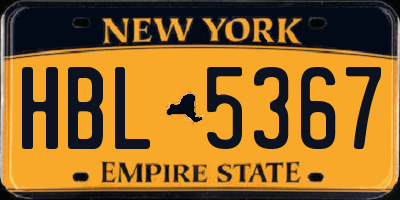 NY license plate HBL5367