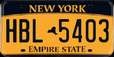 NY license plate HBL5403