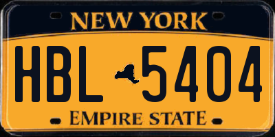 NY license plate HBL5404