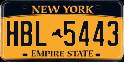 NY license plate HBL5443