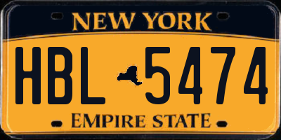 NY license plate HBL5474