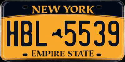 NY license plate HBL5539
