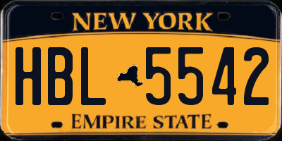 NY license plate HBL5542