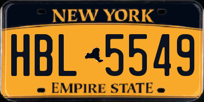 NY license plate HBL5549