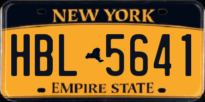 NY license plate HBL5641