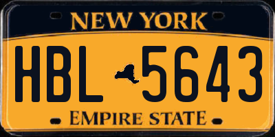 NY license plate HBL5643