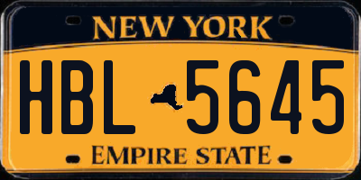 NY license plate HBL5645
