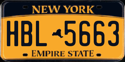 NY license plate HBL5663