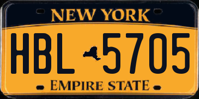 NY license plate HBL5705