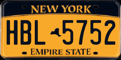 NY license plate HBL5752