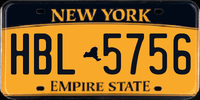 NY license plate HBL5756