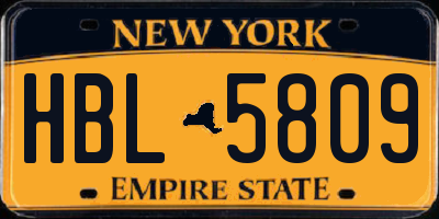 NY license plate HBL5809