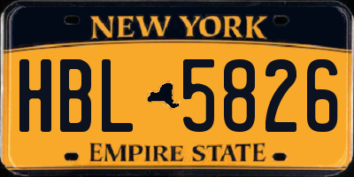 NY license plate HBL5826